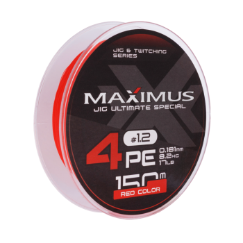 Плетеный шнур Maximus 4PE / #1.2 / 0.181 мм / Red / 150 м